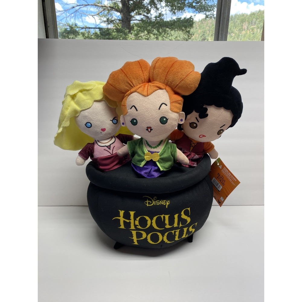 Disney Store Hocus Pocus Sanderson Sisters Cauldron Halloween Plush 2022 NWT